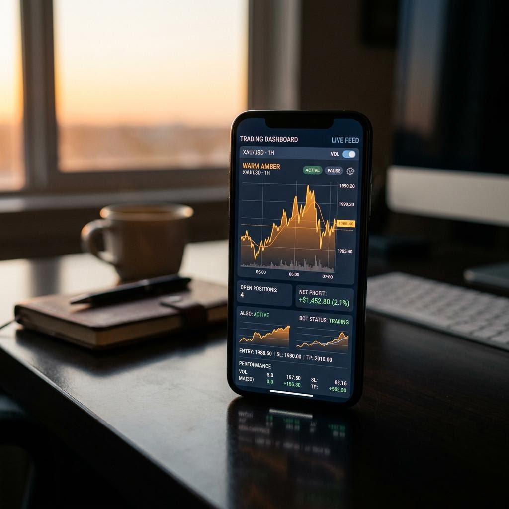 Tableau de bord de la plateforme de trading crypto IA Ciel Patrimoire sur mobile